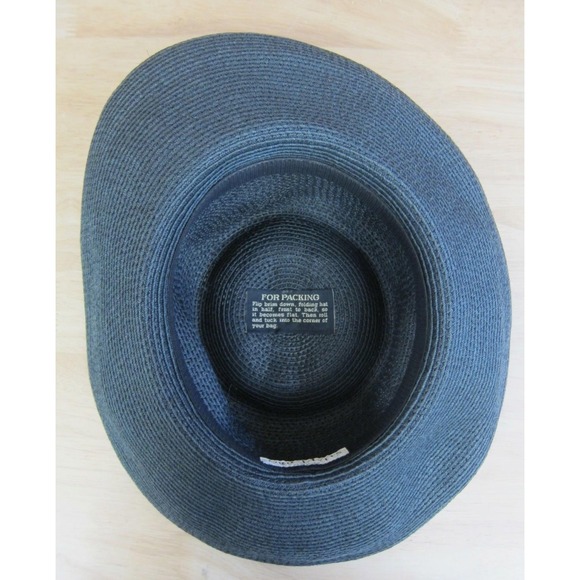VTG Y2K Eric Javits New York Squishee Packable Wide Brim Sun Hat Dark Navy Black - Picture 3 of 3